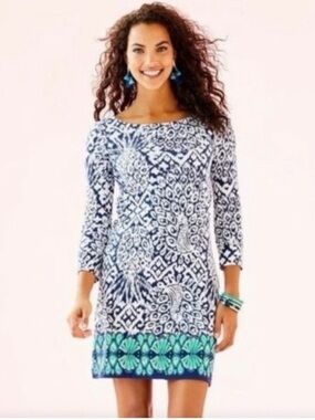 Lilly Pulitzer Hollee Bright Navy Pineapple Party Shift Dress, Women’s Size XS